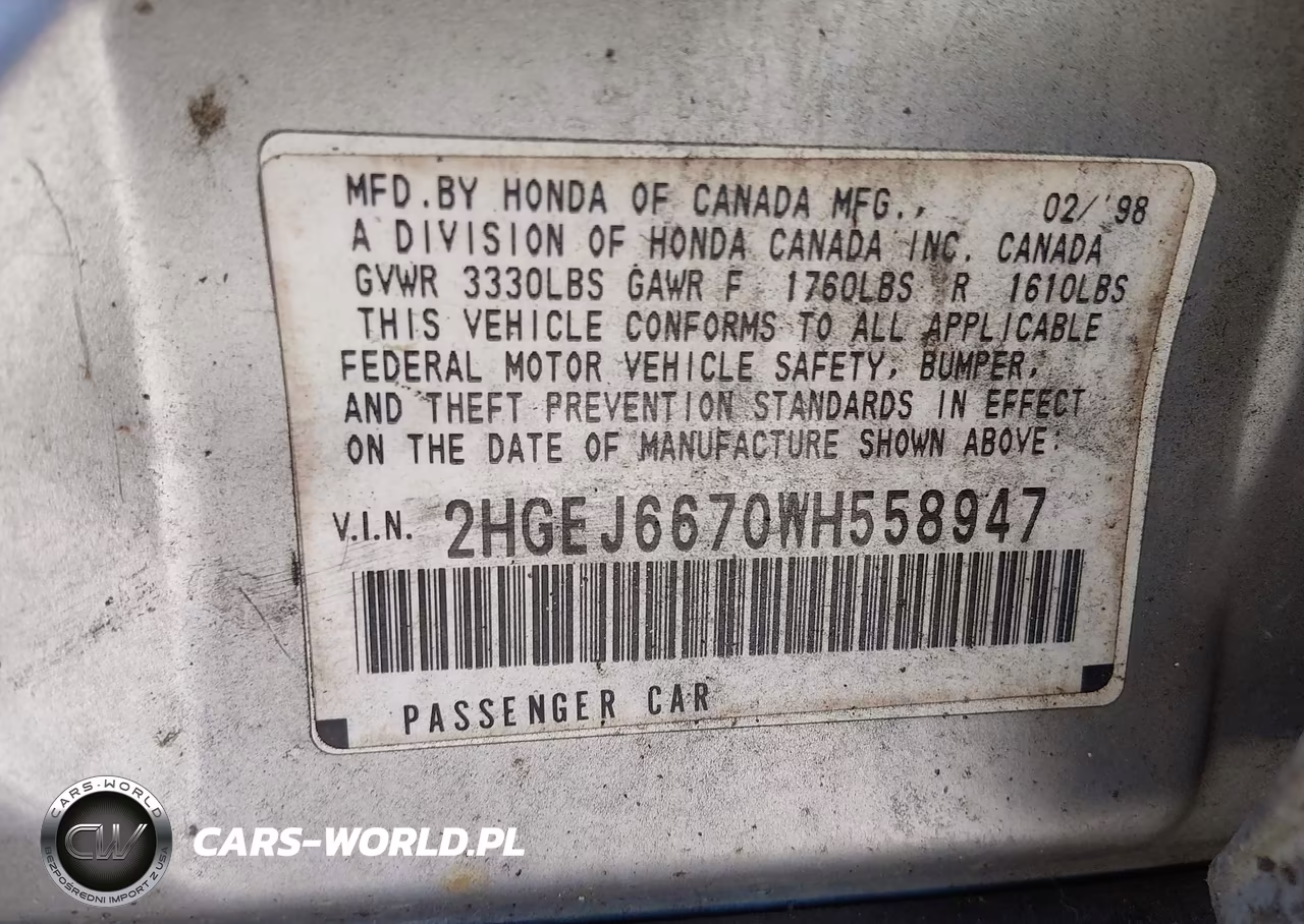1998 Honda Civic Lx VIN:2HGEJ6670WH558947 - 9