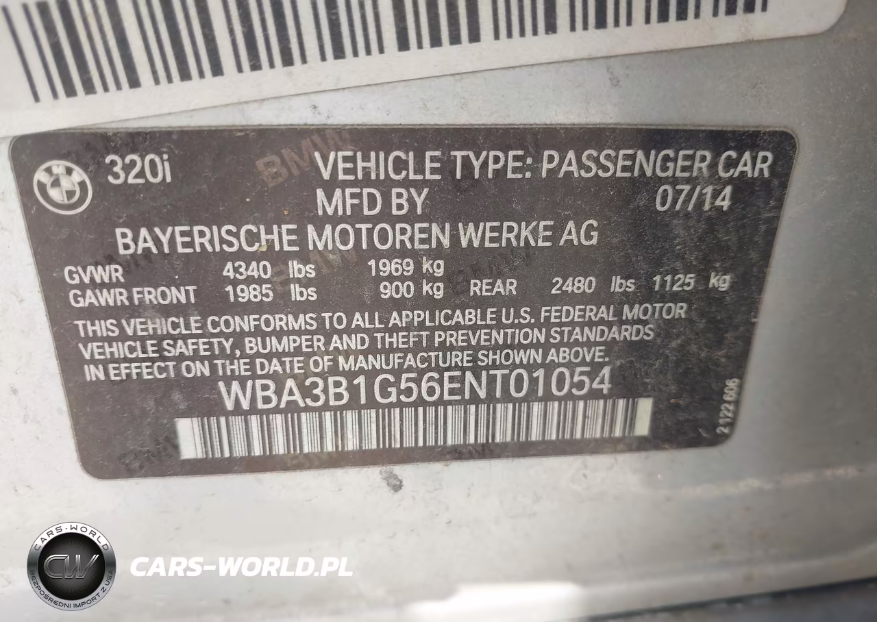 2014 BMW 320 I VIN:WBA3B1G56ENT01054 - 9