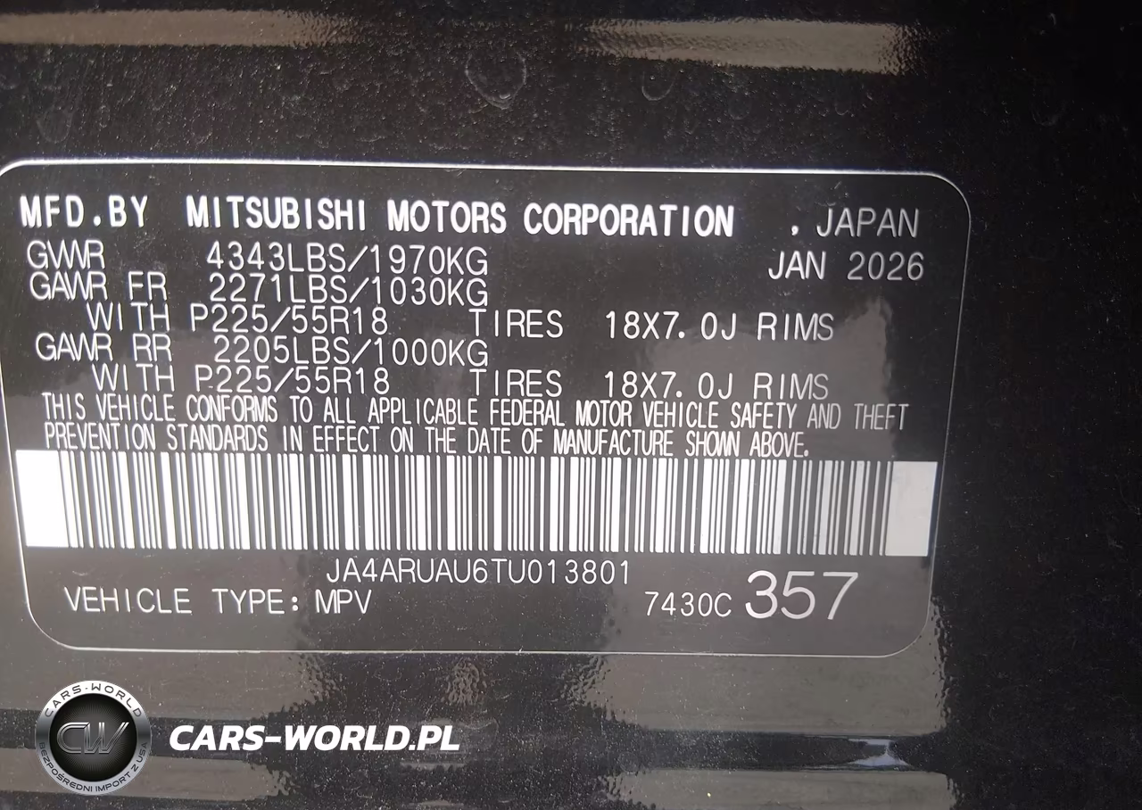 2026 Mitsubishi Outlander Sport 2.0 Es-2.0 Le-2.0 Ralliart-2.0 S-2.0 Se-2.0 Trail Edition VIN:JA4ARUAU6TU013801 - 9
