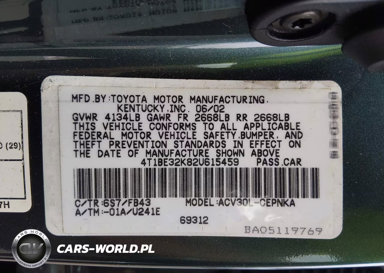 2002 Toyota Camry Le VIN:4T1BE32K82U615459 - 9
