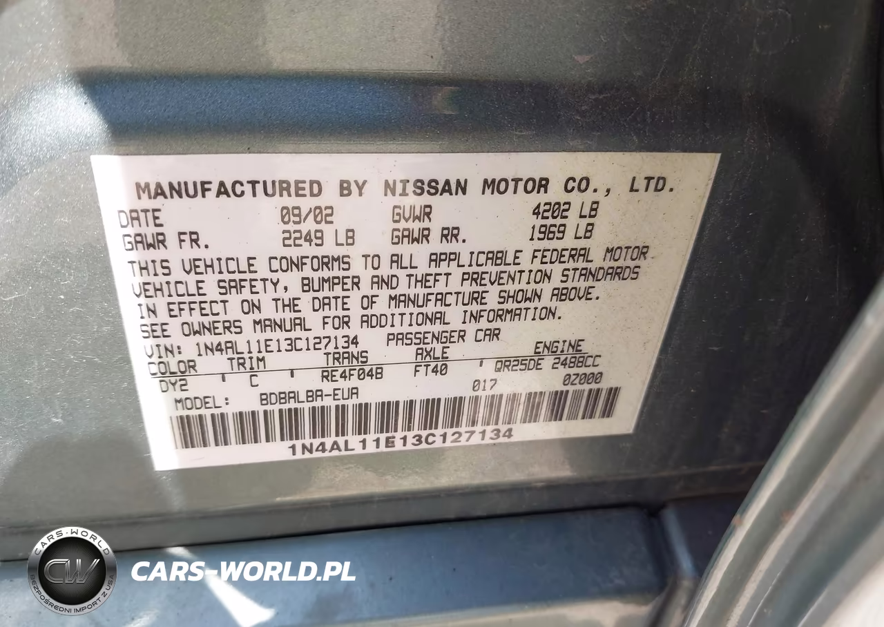 2003 Nissan Altima 2.5 S VIN:1N4AL11E13C127134 - 9
