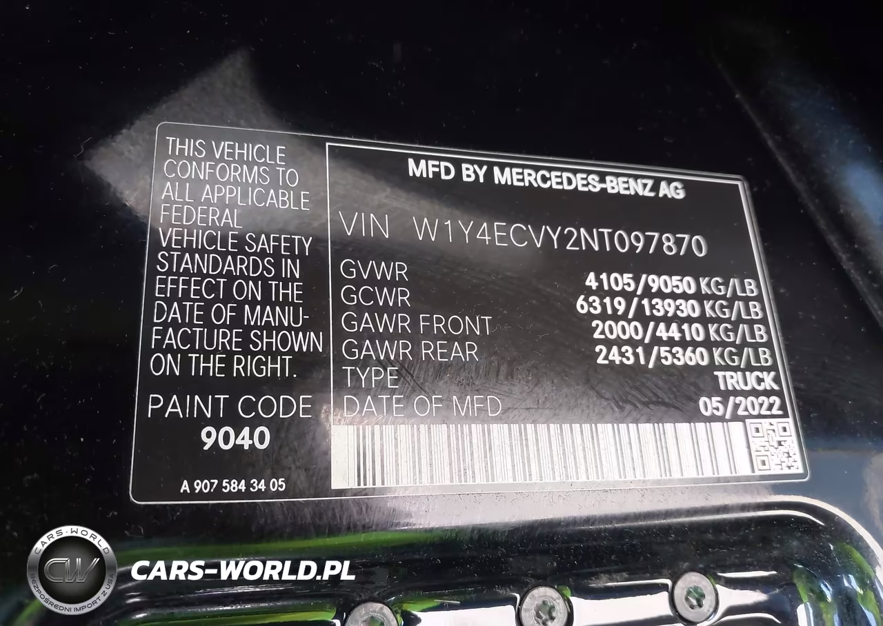 2022 Mercedes-Benz Sprinter 2500 High Roof V6 VIN:W1Y4ECVY2NT097870 - 9