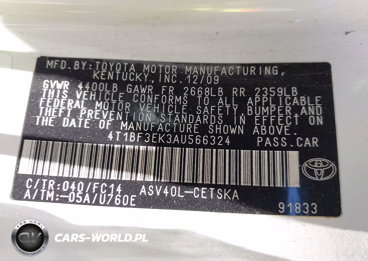 2010 Toyota Camry Se VIN:4T1BF3EK3AU566324 - 9