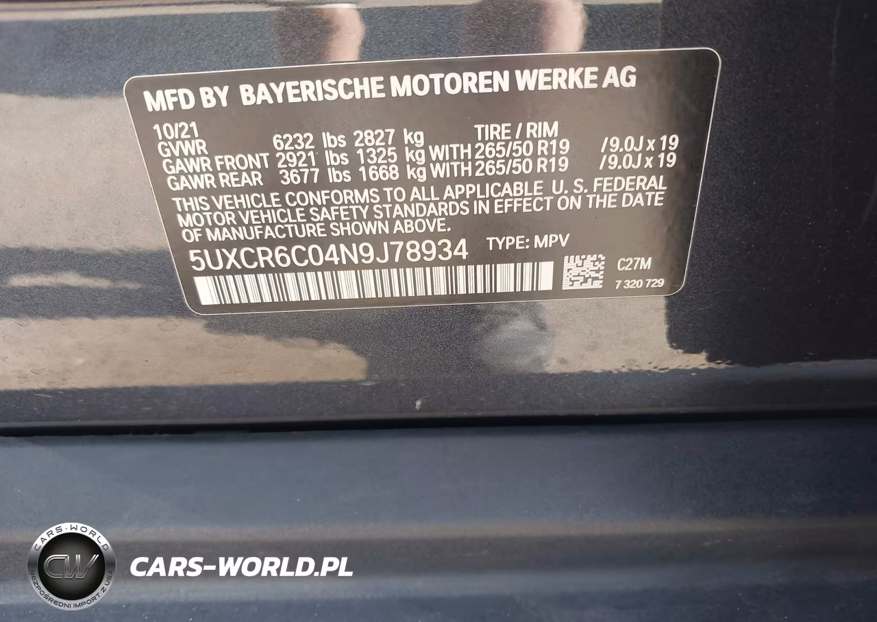2022 BMW X5 xDrive40I VIN:5UXCR6C04N9J78934 - 9