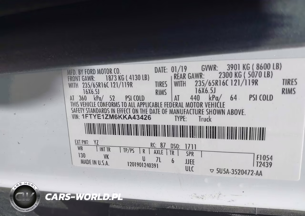 2019 Ford Transit-150 VIN:1FTYE1ZM6KKA43426 - 9