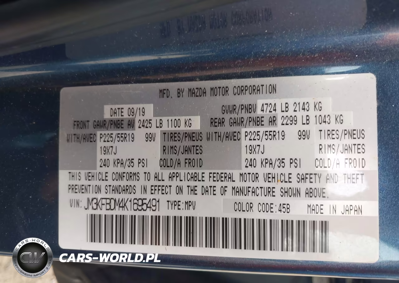 2019 Mazda Cx-5 Grand Touring VIN:JM3KFBDM4K1695491 - 9