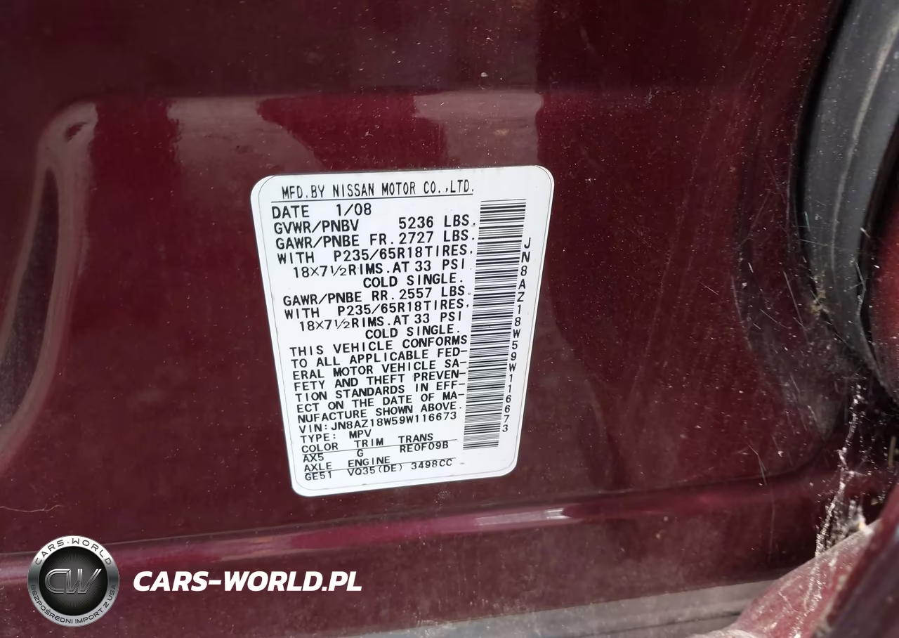 2009 Nissan Murano Sl VIN:JN8AZ18W59W116673 - 9