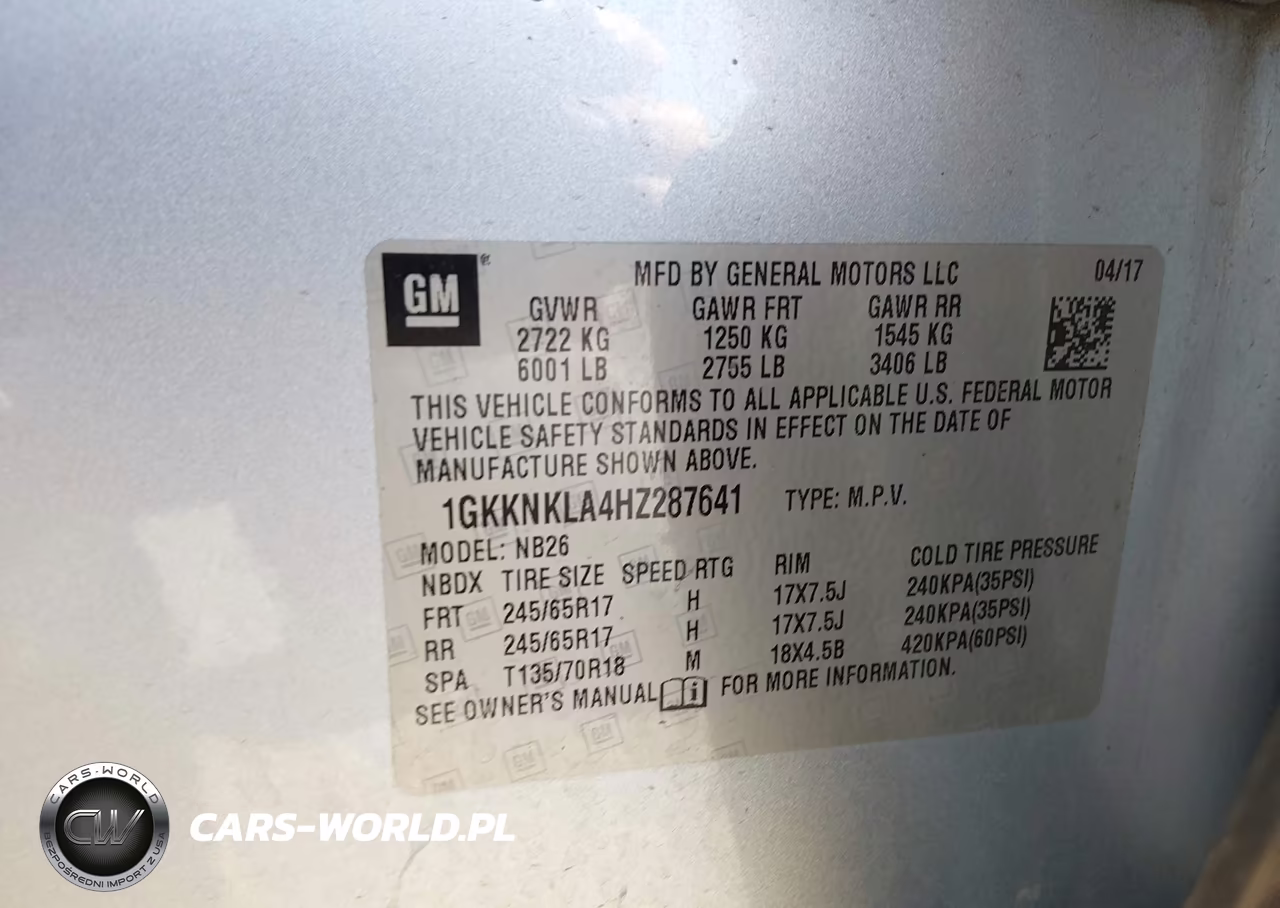 2017 GMC Acadia Sle-1 VIN:1GKKNKLA4HZ287641 - 9