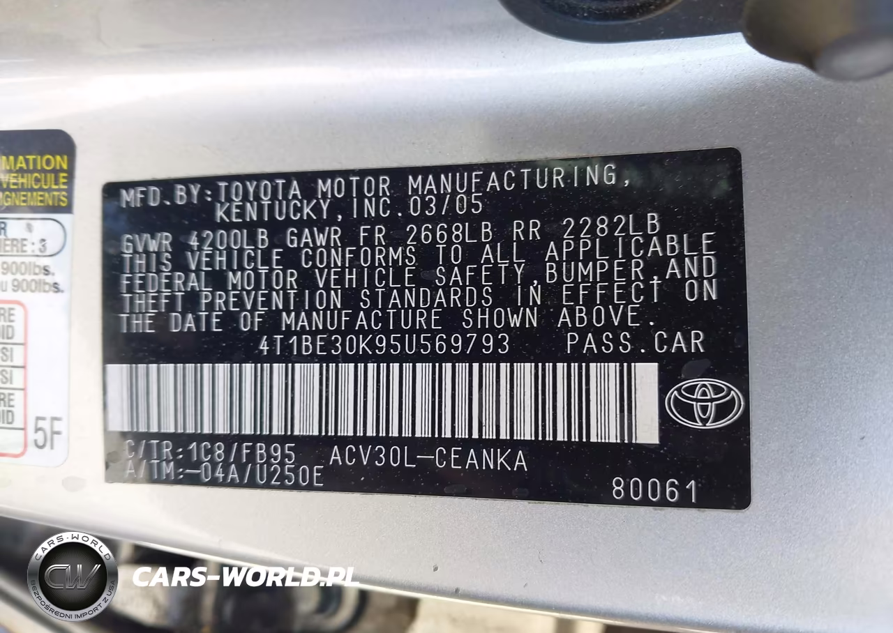2005 Toyota Camry Le VIN:4T1BE30K95U569793 - 9