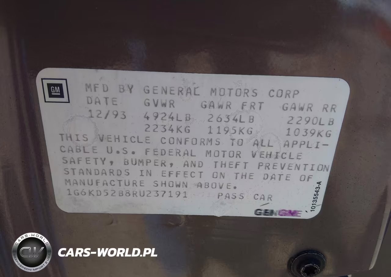 1994 Cadillac Deville VIN:1G6KD52B8RU237191 - 9