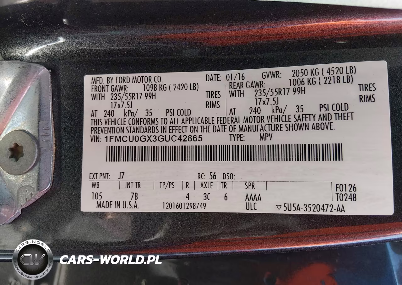 2016 Ford Escape Se VIN:1FMCU0GX3GUC42865 - 9