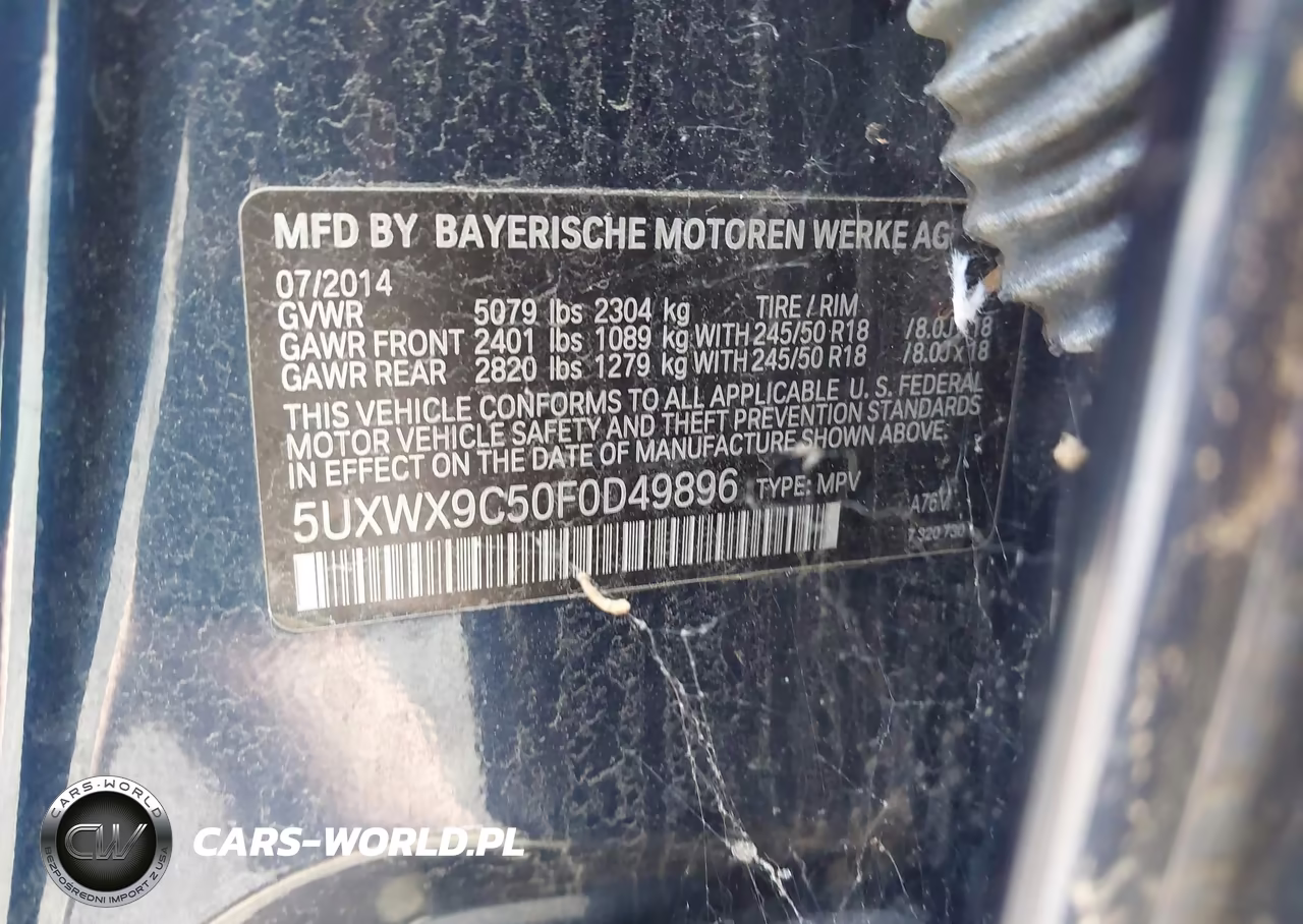 2015 BMW X3 xDrive28I VIN:5UXWX9C50F0D49896 - 9