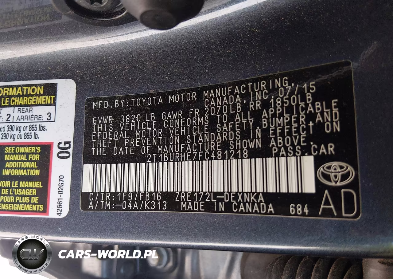 2015 Toyota Corolla Le VIN:2T1BURHE7FC481218 - 9
