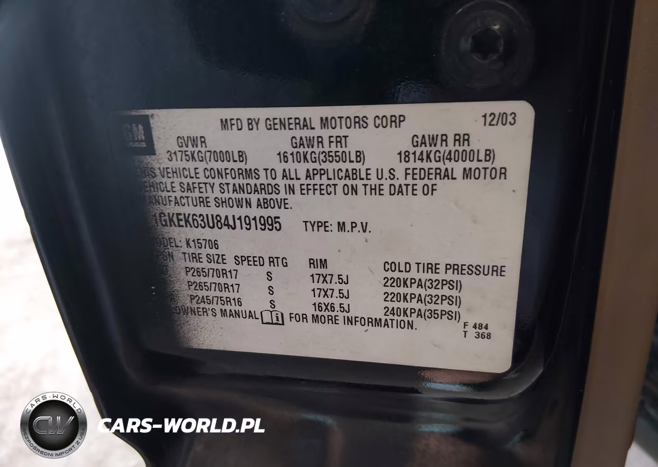 2004 GMC Yukon Denali VIN:1GKEK63U84J191995 - 9