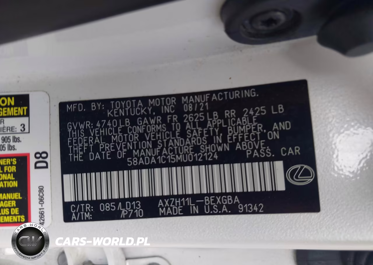 2021 Lexus Es 300H VIN:58ADA1C15MU012124 - 9