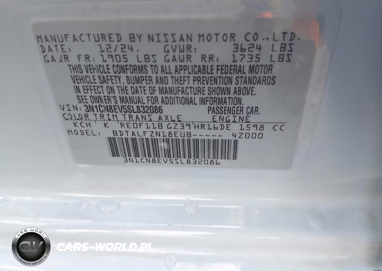 2025 Nissan Versa 1.6 Sv VIN:3N1CN8EV5SL832086 - 9