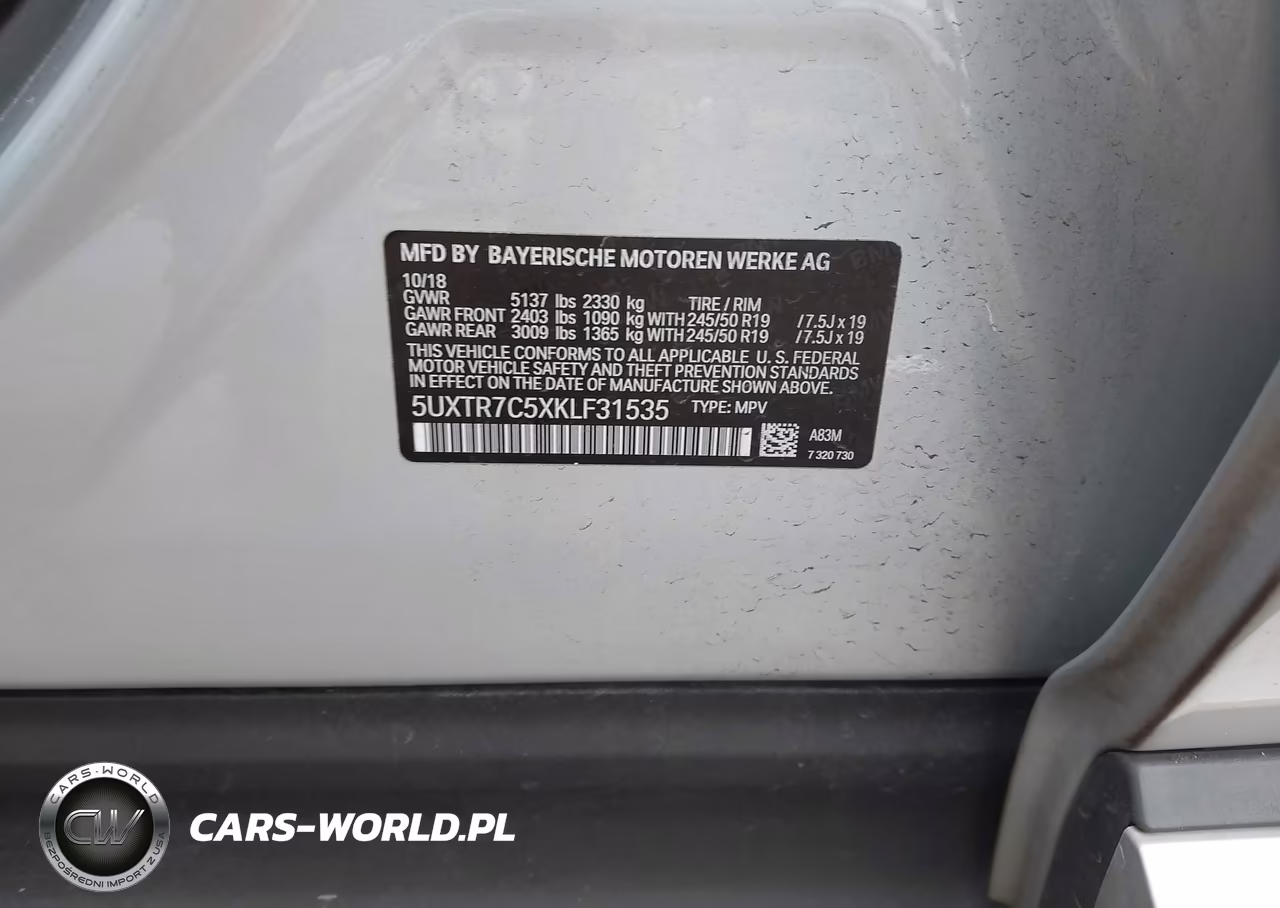 2019 BMW X3 Sdrive30I VIN:5UXTR7C5XKLF31535 - 9