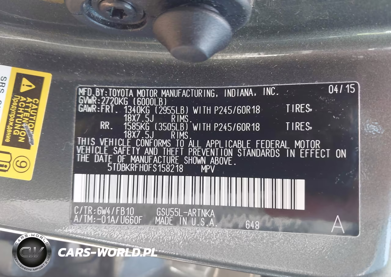 2015 Toyota Highlander Le V6 VIN:5TDBKRFH0FS158218 - 9