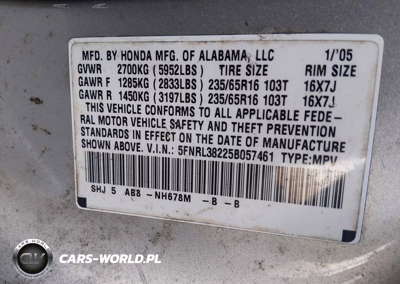 2005 Honda Odyssey Lx VIN:5FNRL38225B057461 - 9