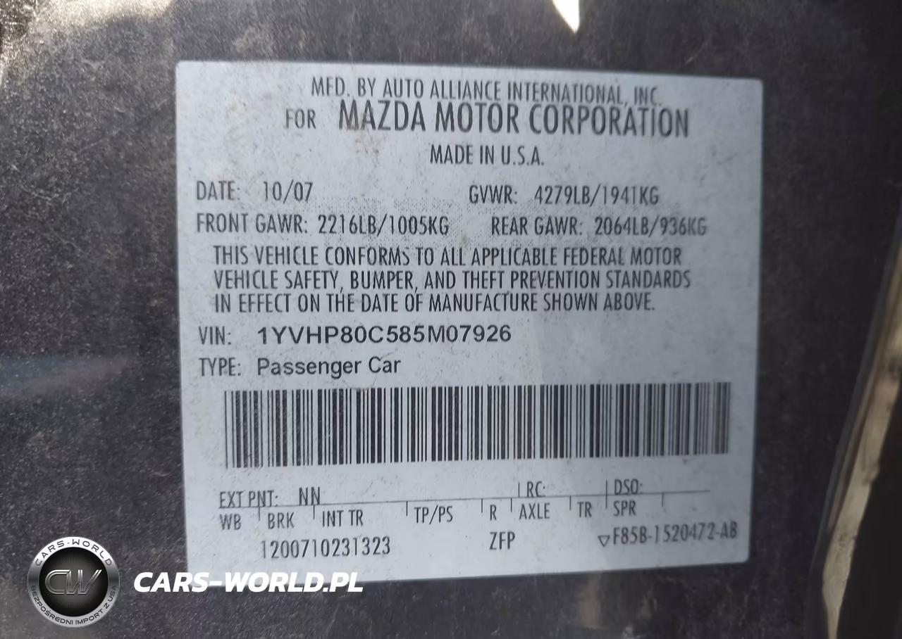 2008 Mazda Mazda6 I Sport Ve VIN:1YVHP80C585M07926 - 9