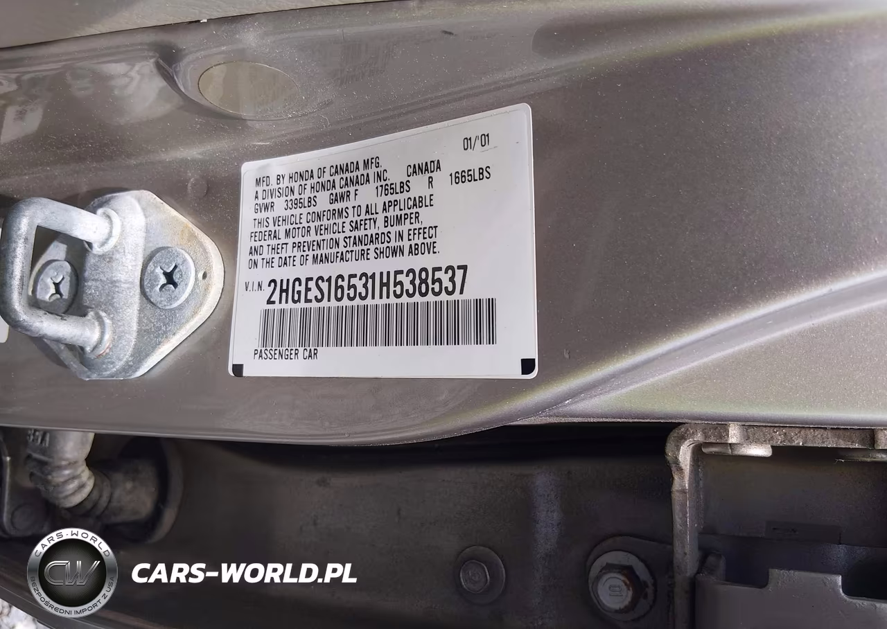 2001 Honda Civic Lx VIN:2HGES16531H538537 - 9