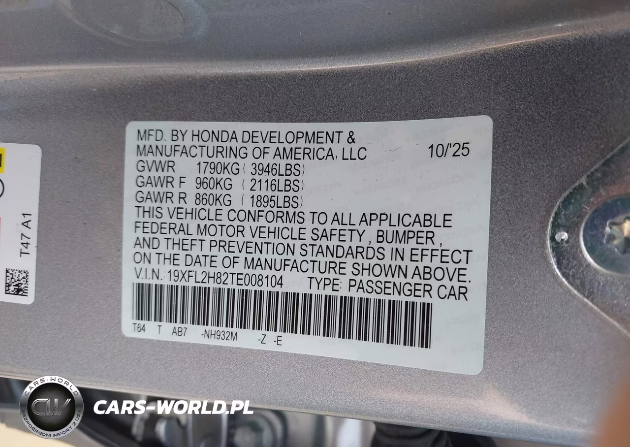 2026 Honda Civic Sport VIN:19XFL2H82TE008104 - 9