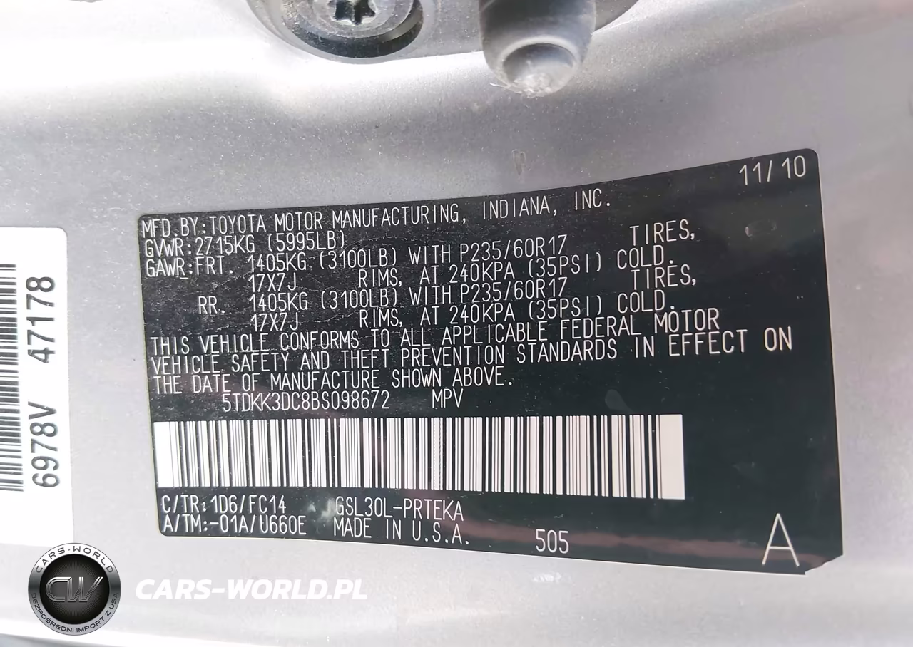 2011 Toyota Sienna Le V6 VIN:5TDKK3DC8BS098672 - 9
