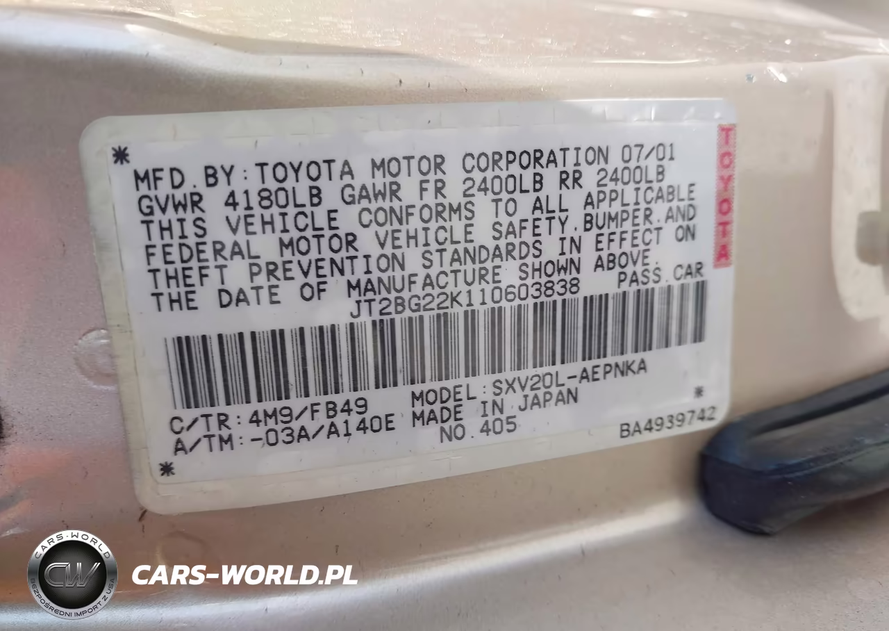 2001 Toyota Camry Le VIN:JT2BG22K110603838 - 9