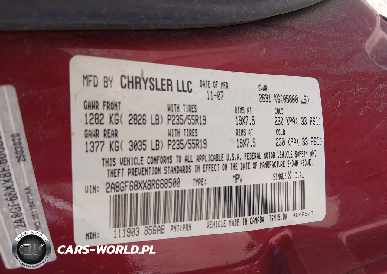 2008 Chrysler Pacifica Touring VIN:2A8GF68XX8R668500 - 9