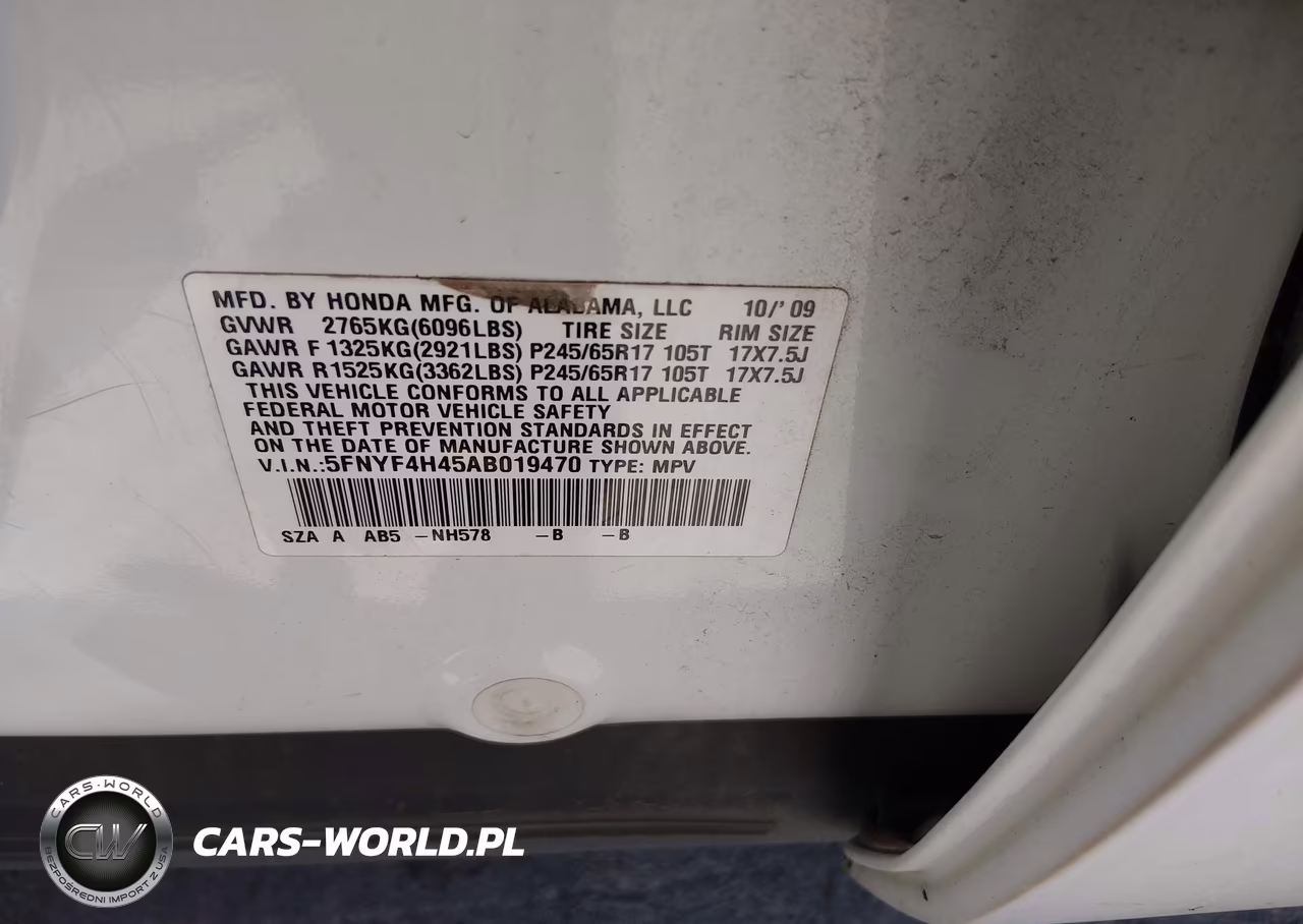 2010 Honda Pilot Ex VIN:5FNYF4H45AB019470 - 9