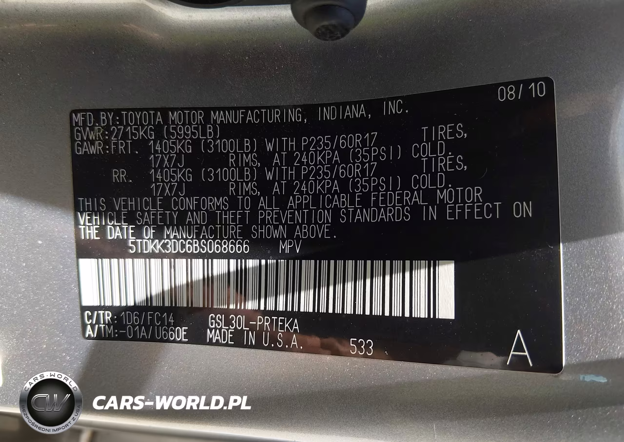 2011 Toyota Sienna Le V6 VIN:5TDKK3DC6BS068666 - 9