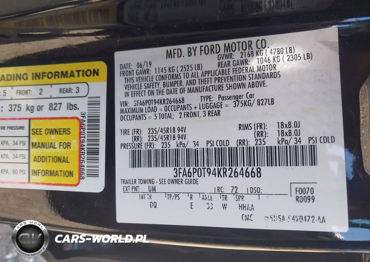2019 Ford Fusion Se VIN:3FA6P0T94KR264668 - 9