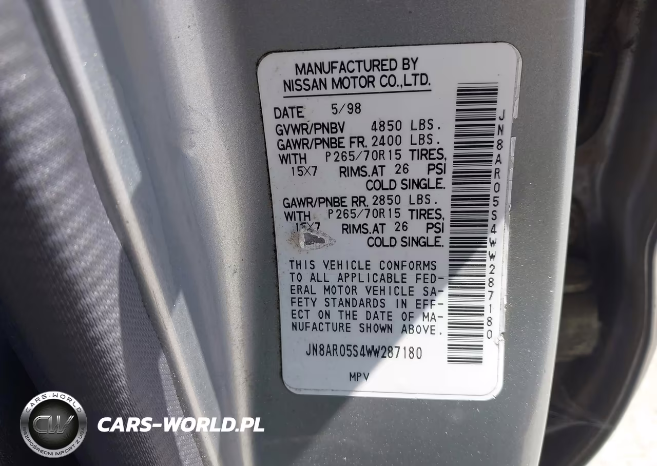 1998 Nissan Pathfinder Le-Xe VIN:JN8AR05S4WW287180 - 9