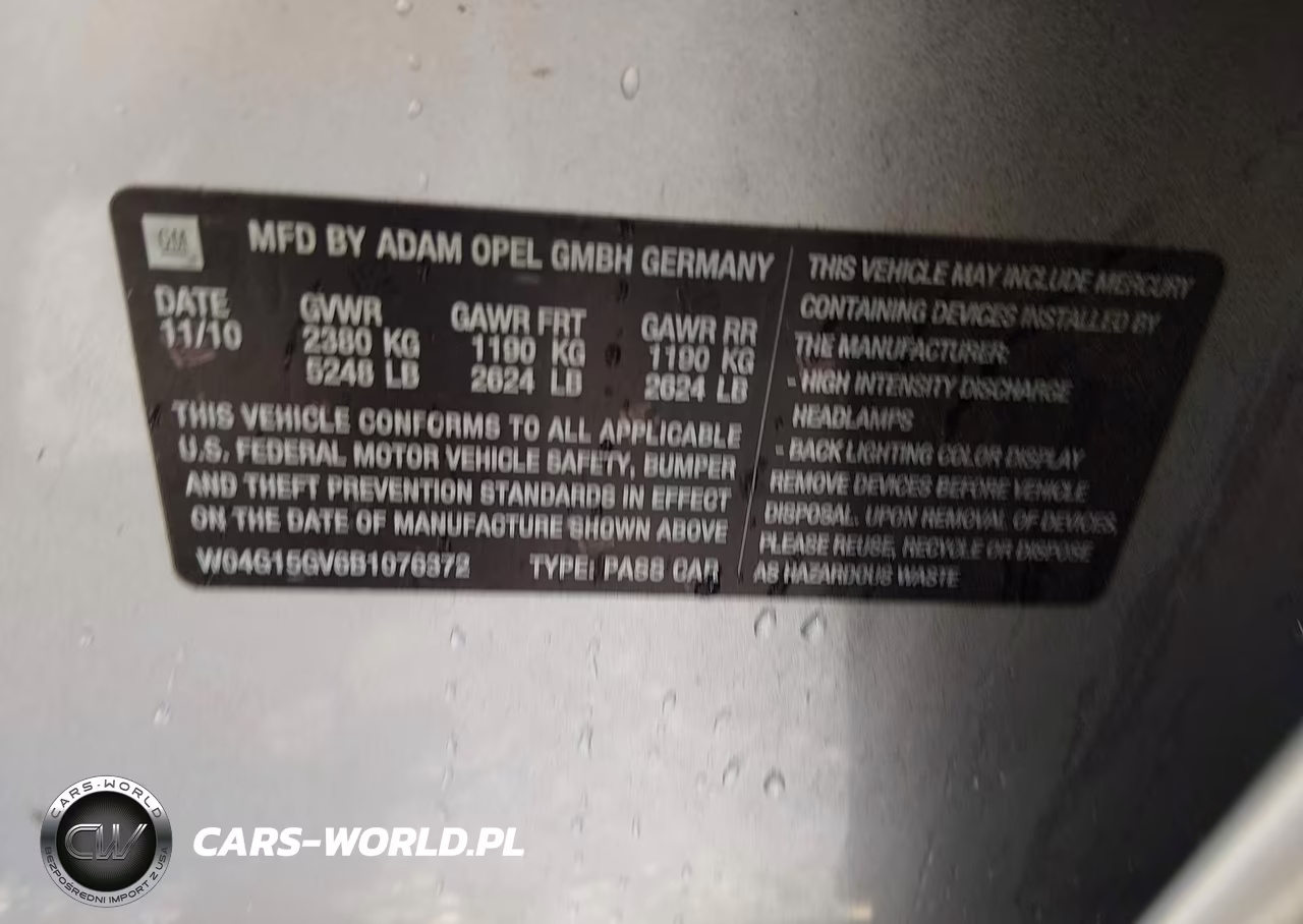 2011 Buick Regal Cxl Turbo Russelsheim VIN:W04G15GV6B1076372 - 9