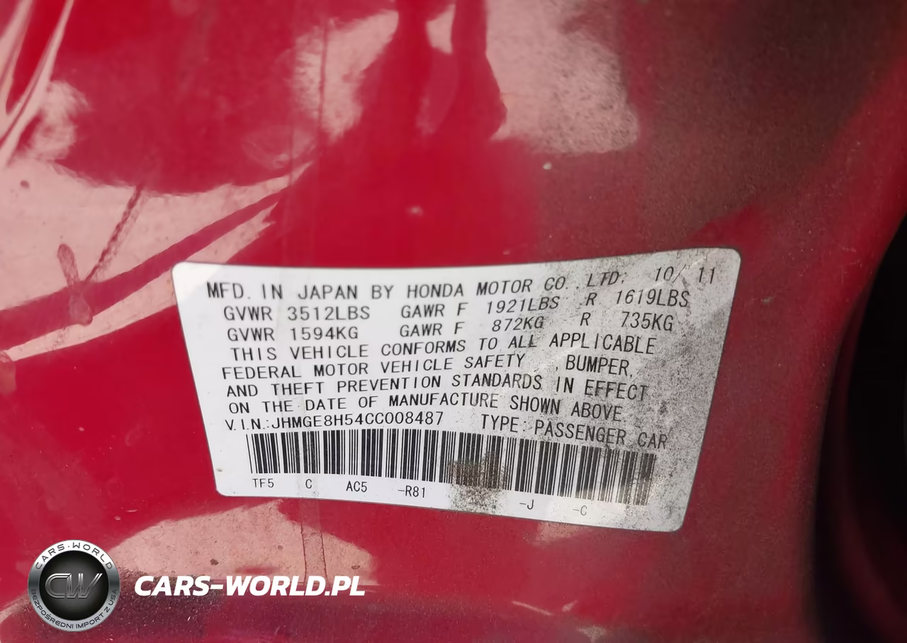 2012 Honda Fit Sport VIN:JHMGE8H54CC008487 - 9