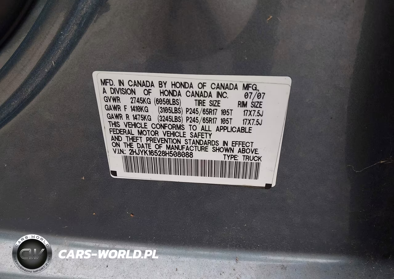 2008 Honda Ridgeline Rtl VIN:2HJYK16528H508088 - 9