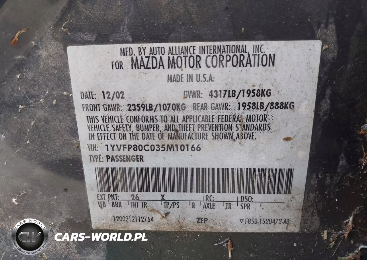 2003 Mazda Mazda6 I VIN:1YVFP80C035M10166 - 9