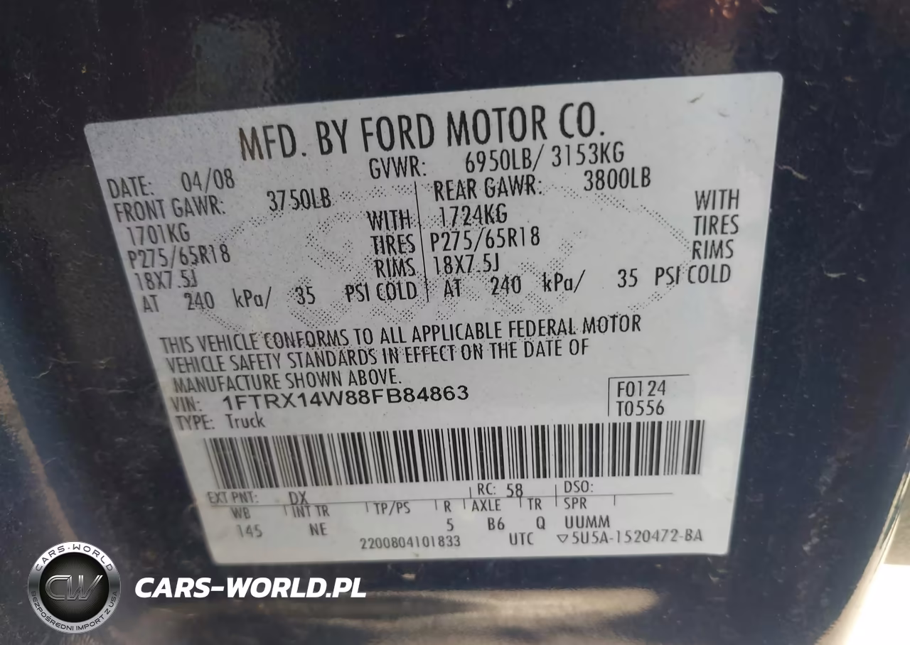2008 Ford F-150 60Th Anniversary-Stx-Xl-Xlt VIN:1FTRX14W88FB84863 - 9