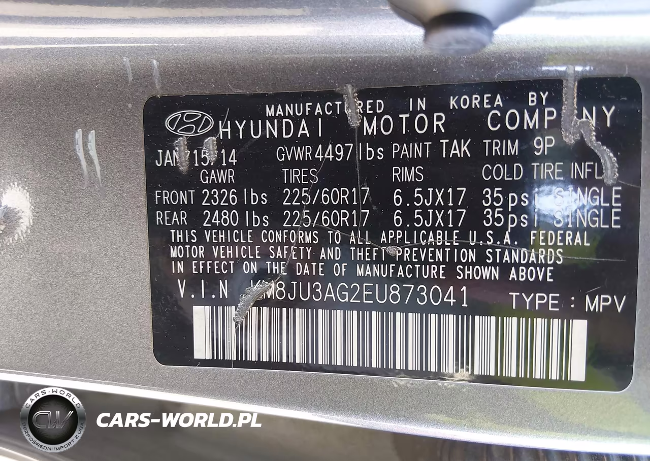 2014 Hyundai Tucson Se VIN:KM8JU3AG2EU873041 - 17