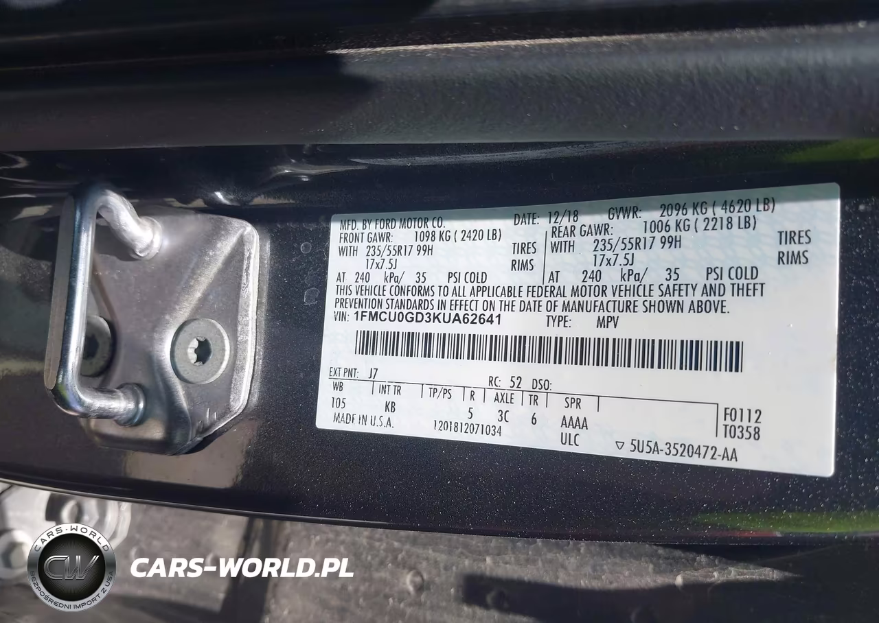 2019 Ford Escape Se VIN:1FMCU0GD3KUA62641 - 9