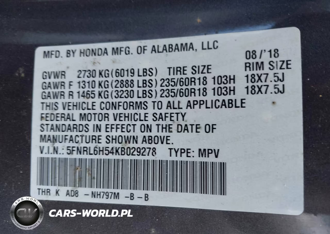 2019 Honda Odyssey Ex VIN:5FNRL6H54KB029278 - 9