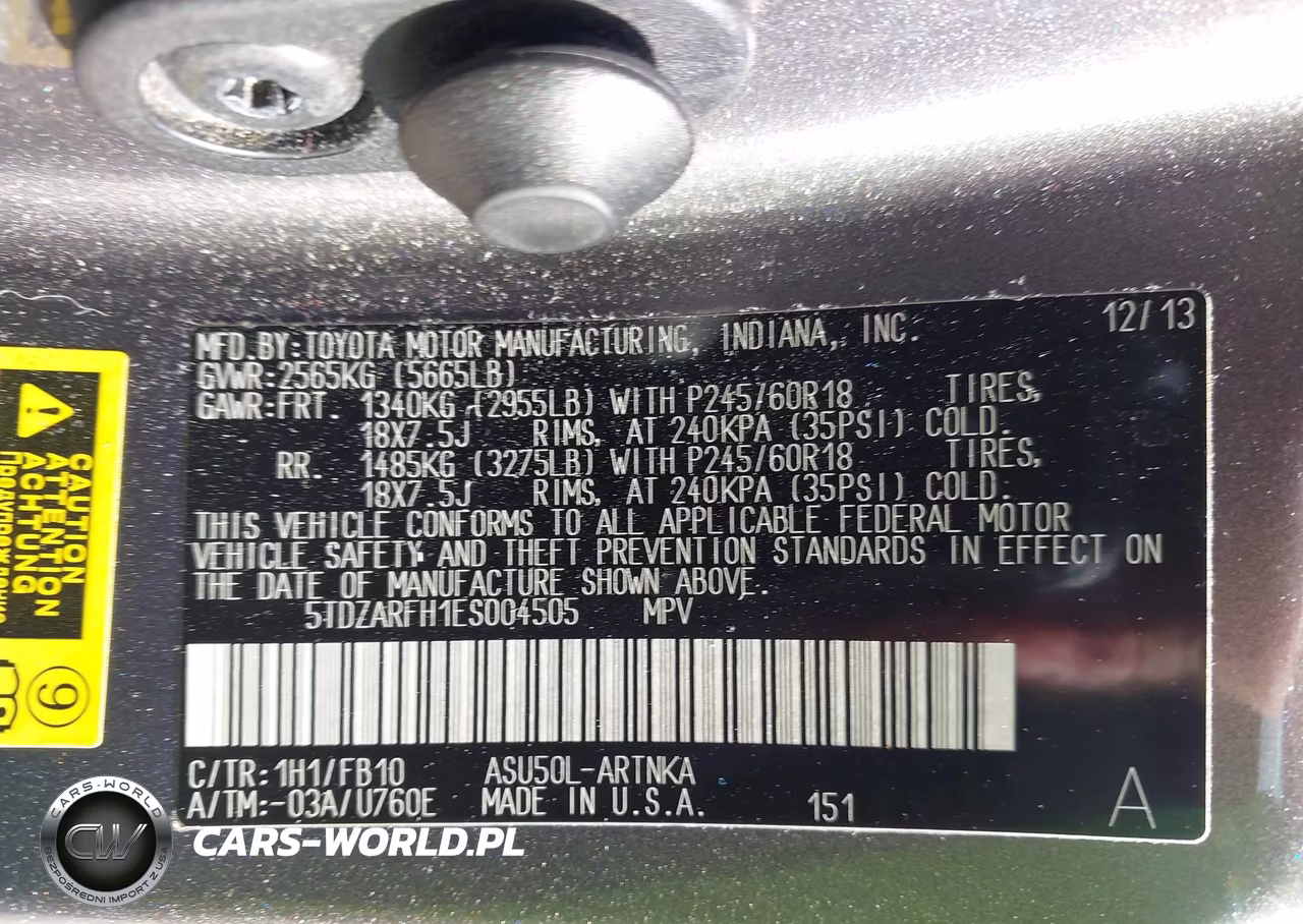 2014 Toyota Highlander Le VIN:5TDZARFH1ES004505 - 9