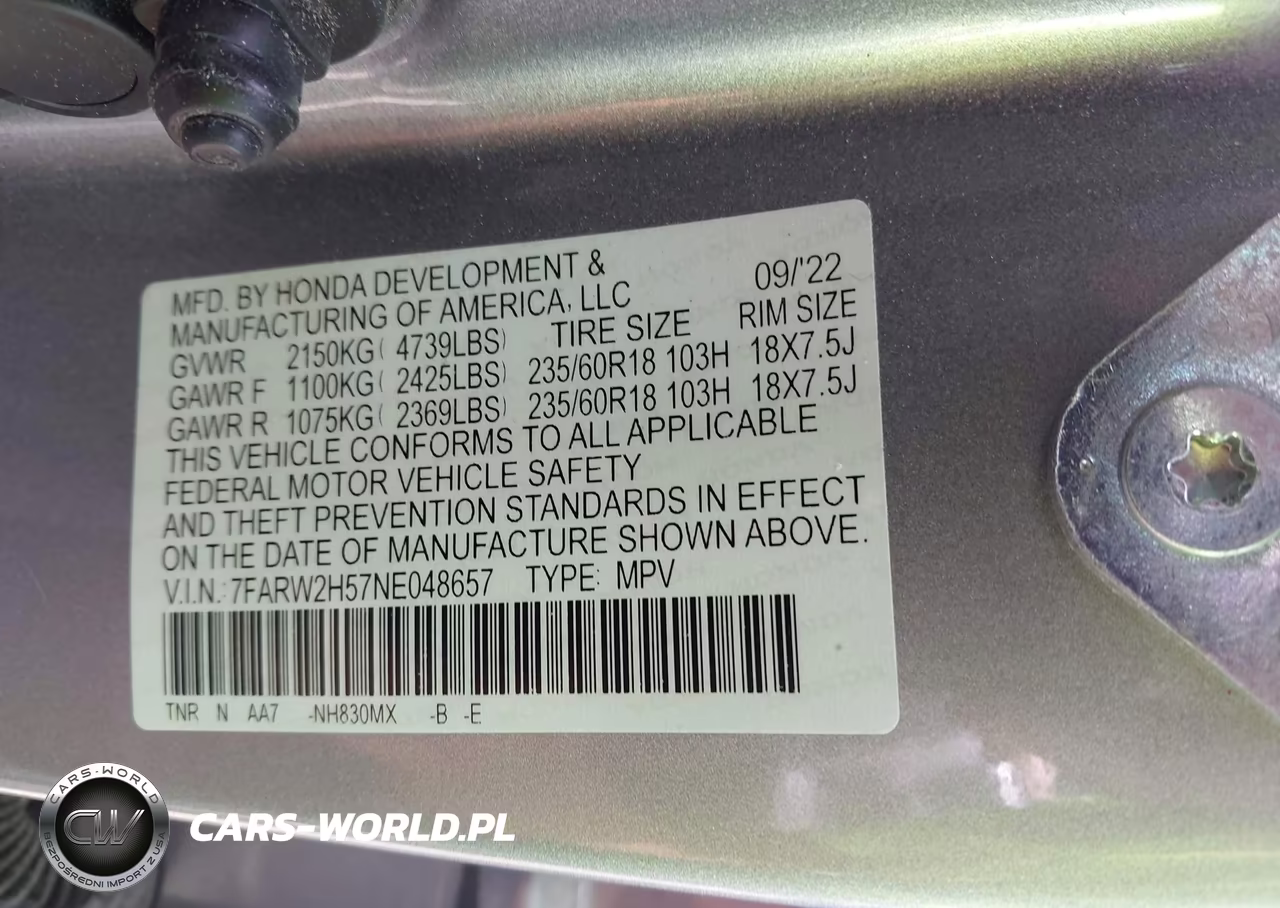 2022 Honda Cr-V Awd Ex VIN:7FARW2H57NE048657 - 8