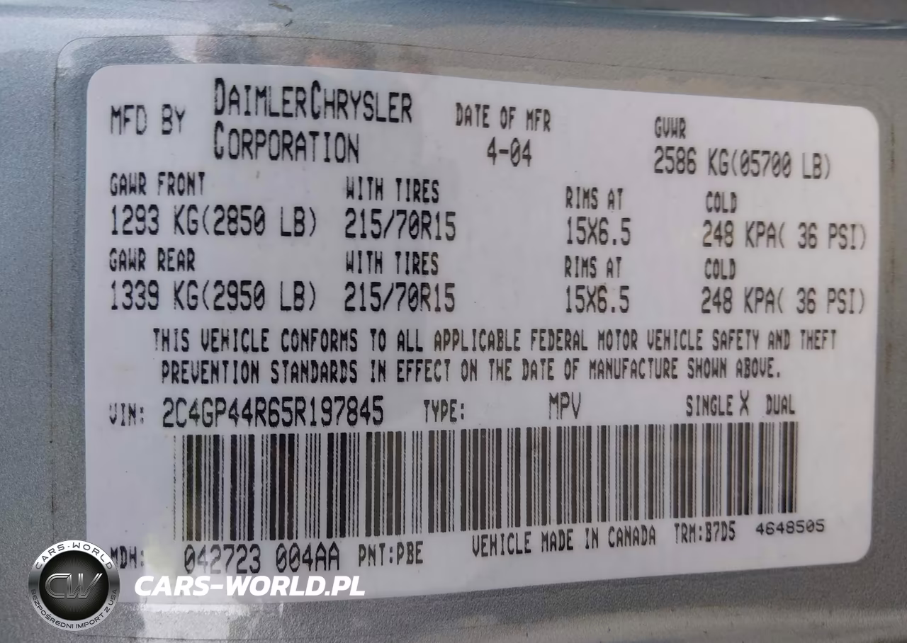 2005 Chrysler Town & Country Lx VIN:2C4GP44R65R197845 - 9