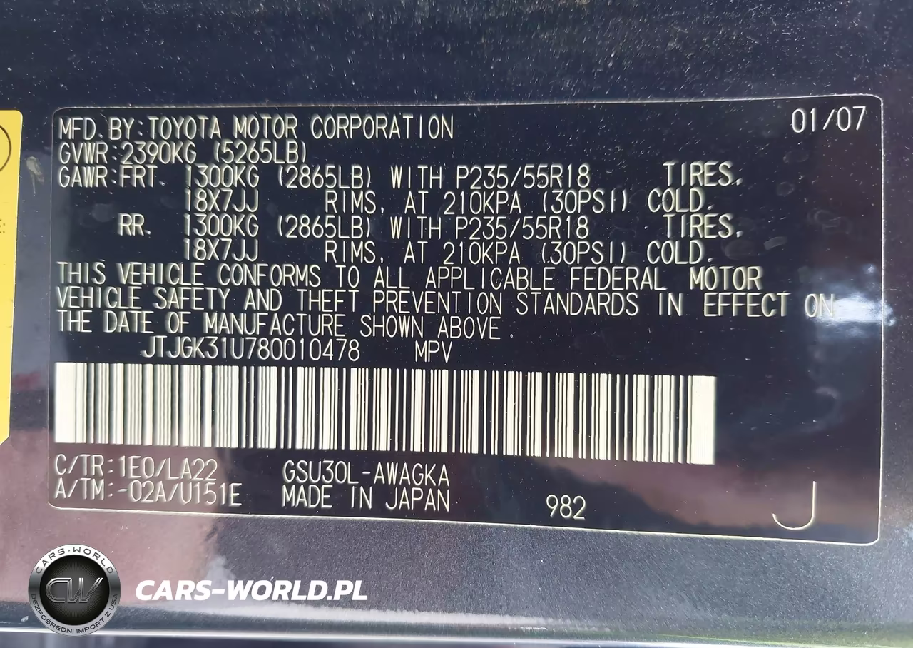 2008 Lexus Rx 350 VIN:JTJGK31U780010478 - 9