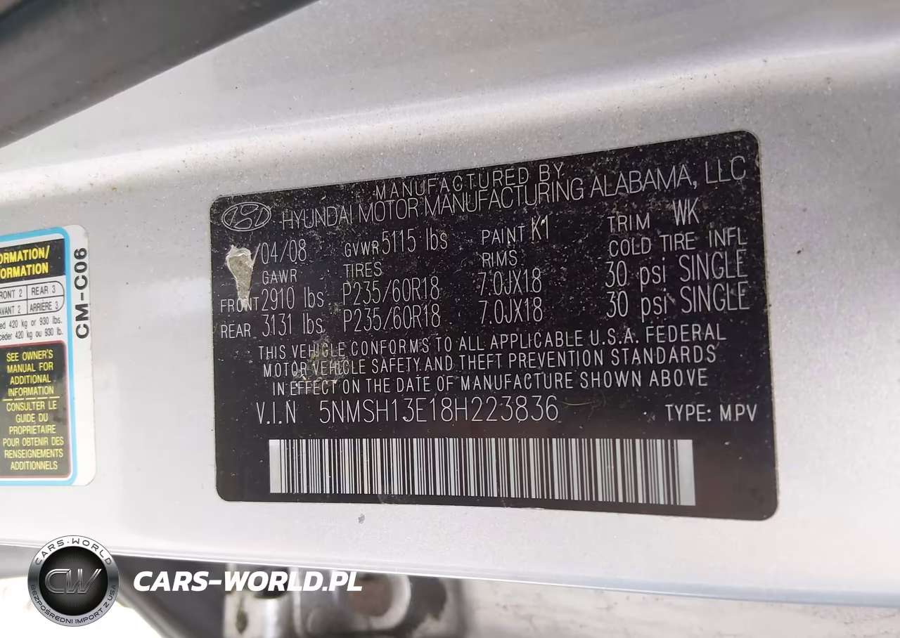 2008 Hyundai Santa Fe Limited-Se VIN:5NMSH13E18H223836 - 9