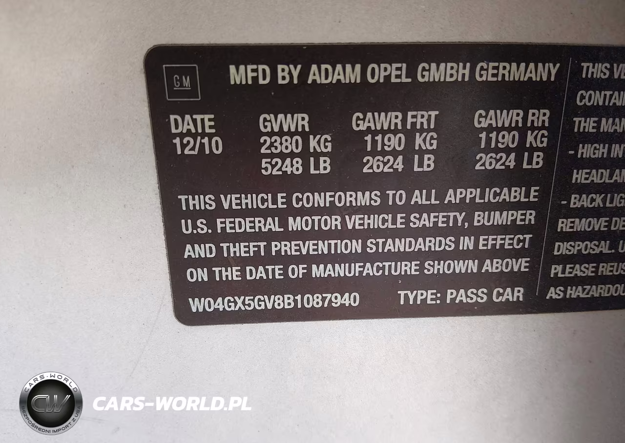 2011 Buick Regal Cxl Turbo Russelsheim VIN:W04GX5GV8B1087940 - 9