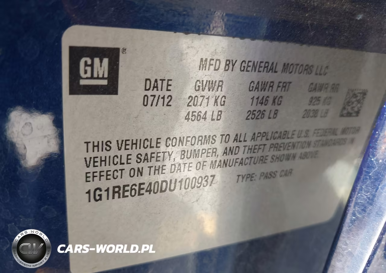 2013 Chevrolet Volt VIN:1G1RE6E40DU100937 - 9