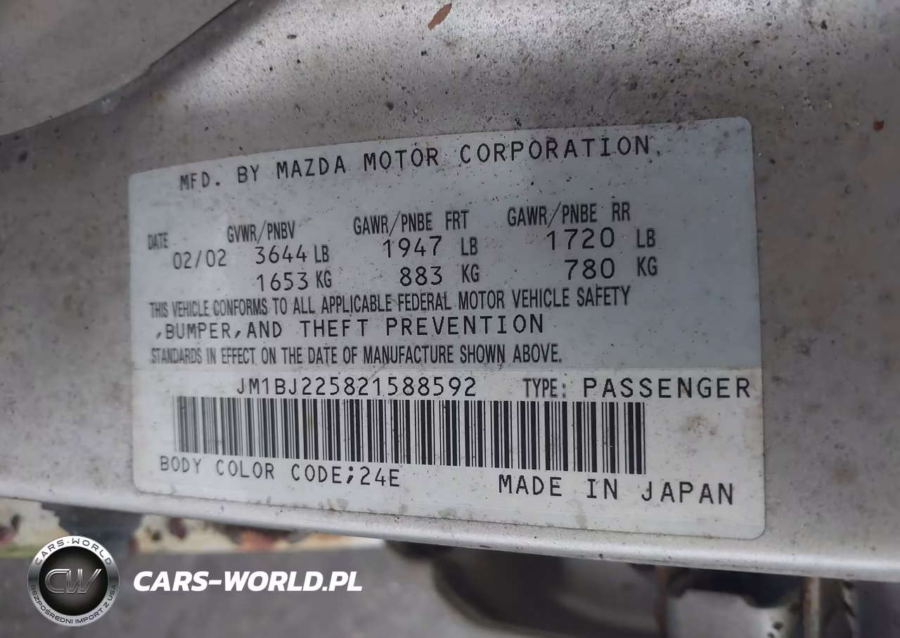 2002 Mazda Protege Dx-Es-Lx VIN:JM1BJ225821588592 - 9