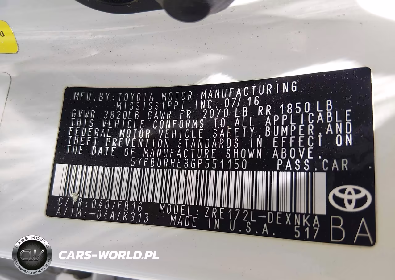 2016 Toyota Corolla Le VIN:5YFBURHE8GP551150 - 9